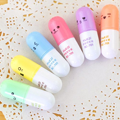 Ogquaton 6 Teile/Satz Mini Pille geformt textmarker zum schreiben, nettes Gesicht Graffiti Marker Stift Korean schreibwaren schulbedarf Kreative und Nützliche von Ogquaton