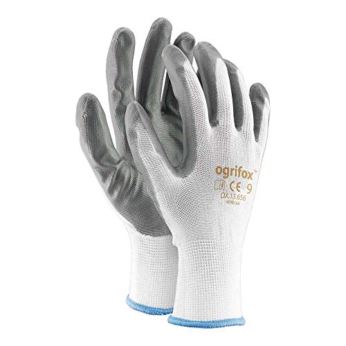 Ogrifox OX-Nitricar_Ws8 Nitrilhandschuhe, Schutzhandschuhe, Arbeitshandschuhe, Weiß-Grau, 8 Größe, 240 Paar von Ogrifox