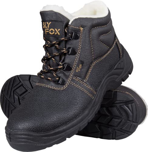 Ogrifox OX-SLX-TO-SB Arbeitsschuhe Herren, Damen | Sicherheitsschuhe | Mit Schafsfell isoliert | Safety Shoes | ISO EN20345 | Schwarz-Gold | Größe 45, OX-SLX-TO-SB_45 von Ogrifox