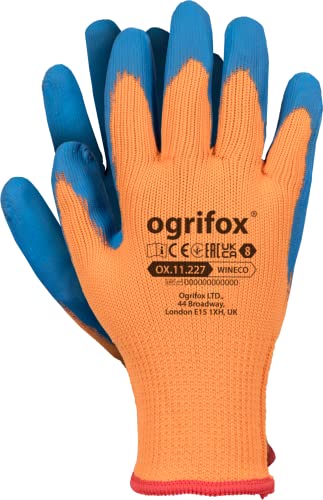 Ogrifox OX-WINECO Isoliert Polyurethanhandschuhe | Winter-Schutzhandschuhe | Arbeitshandschuhe | OX.11.227 | Blau-Orange | 8 Größe | 120 Paar von Ogrifox