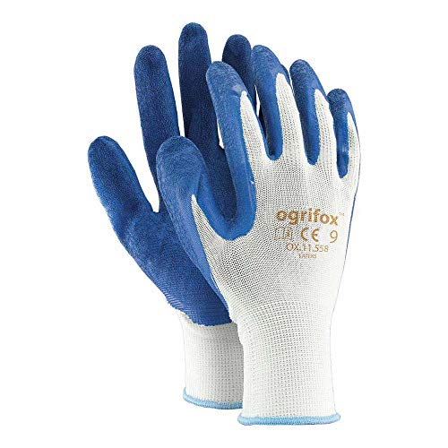 Ogrifox Schutzhandschuhe OX-Lateks_Wn9, Ox.11.558 Lateks, Weiß-Blau, Größe 9, 240 Stück von Ogrifox