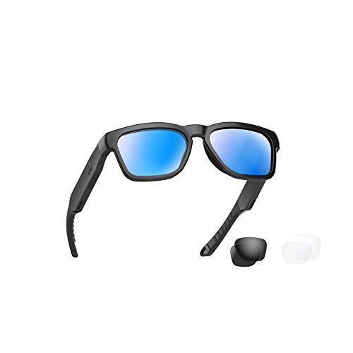 Waterproof Bluetooth Sunglasses, Outdoor Sported Over Ear Heaset with Built-in Microphone,Polarized UV400 Protection Safety Lenses Compatible for All Editions of Smart Phone (Black Frame Blue Lens) von OhO sunshine