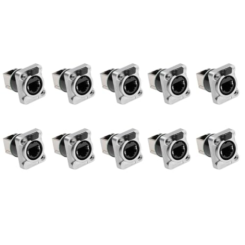 Ohewiiuk 10 Stück Ethernet RJ45 Chassis-Buchse NE8FDP Ethernet Pass Through Stecker IP65 Wasserdicht E von Ohewiiuk
