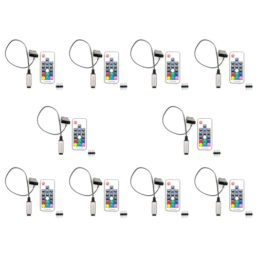 Ohewiiuk 10X Computer LüFter Lichteffekt Kontrolleur, 5V 3-Pin/12V 4-Pin RGB LüFterausrüStung Kabelsteuerung/Fernbedienung mit EIN/Aus Ohewiiuk 10X Computer LüFter Lichteffekt Kontrolleur, 5V 3-Pin/12V 4-Pin RGB LüFterausrüStung Kabelsteuerung/Fernbedienung mit EIN/Aus von Ohewiiuk