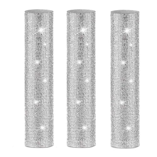 Ohewiiuk 3X Mikrofongriffabdeckung, Glitzernde Glitzer-Strass-MikrofongriffhüLle für und TV-Show, für die Meisten Drahtlosen Mikrofone, Silber von Ohewiiuk