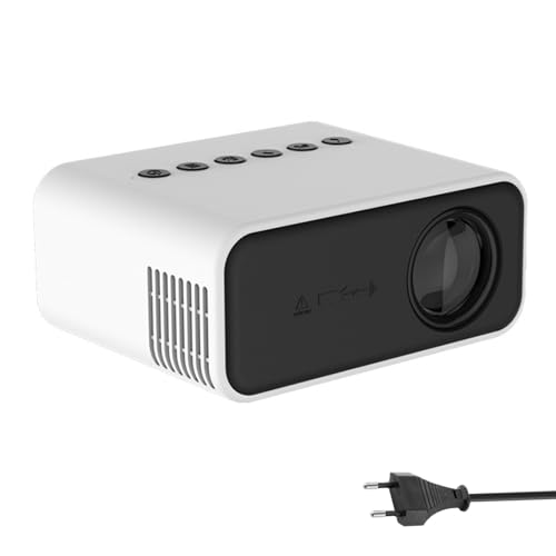 Mini Beamer, Mini Pokect Projector 1080P Filmprojektor mit Fernbedienung für Smartphone Tablet Laptop, Heimkino, Weiß von OhhGo