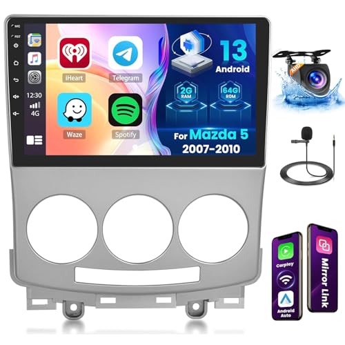 Ohradio 2G+64G 2DIN Android 13 Radio für Mazda 5 2007-2010 mit 9 Zoll Toucshcreen, Autoradio mit Wireless Carplay Android Auto Radio FM/RDS BT GPS WiFi + Rückfahrkamera + MIC von Ohradio