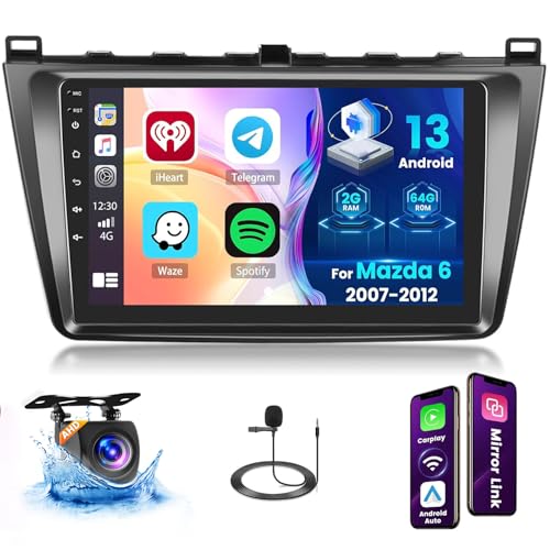 Ohradio 2G+64G 2DIN Android 13 Radio für Mazda 6 2007-2012 mit 9 Zoll Toucshcreen, Autoradio mit Wireless Carplay Android Auto Radio FM/RDS BT GPS WiFi + Rückfahrkamera + MIC von Ohradio