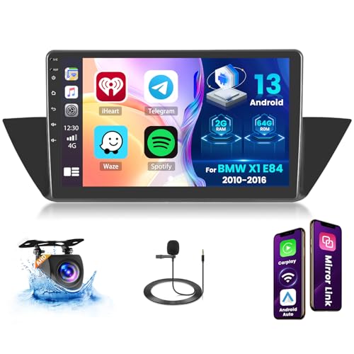 Ohradio 2G+64G Android 13 Radio 2 DIN für BMW X1 E84 2010-2016 mit 10,1 Zoll Toucshcreen, Autoradio Bluetooth mit Wireless Carplay Android Auto Radio FM/RDS BT GPS WiFi + Rückfahrkamera + MIC von Ohradio
