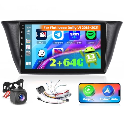 Ohradio 2G+64G Autoradio für FIAT Iveco Daily VI 2014-2021 Radio Android GPS mit Wireless Carplay Android Auto Radio FM/RDS WiFi + Rückfahrkamera + MIC -Autoradio 2DIN 9 Zoll von Ohradio