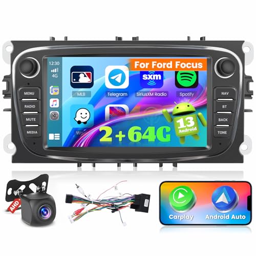 Ohradio 2G+64G Autoradio für Ford Focus Galaxy Mondeo Kuga C-Max S-Max 2DIN 7 Zoll Car Radio Android mit Wireless Carplay Android Auto GPS Radio FM/RDS WiFi+Rückfahrkamera+MIC von Ohradio
