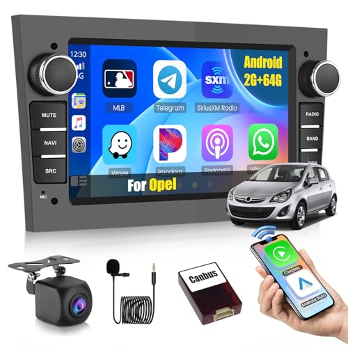 Ohradio 2G+64G Autoradio für Opel Astra Antara Corsa Meriva Combo Signum Zafira Radio Android mit Wireless Carplay Android Auto GPS Radio FM/RDS WiFi+Rückfahrkamera+MIC - 2DIN 7 Zoll (Grau) von Ohradio