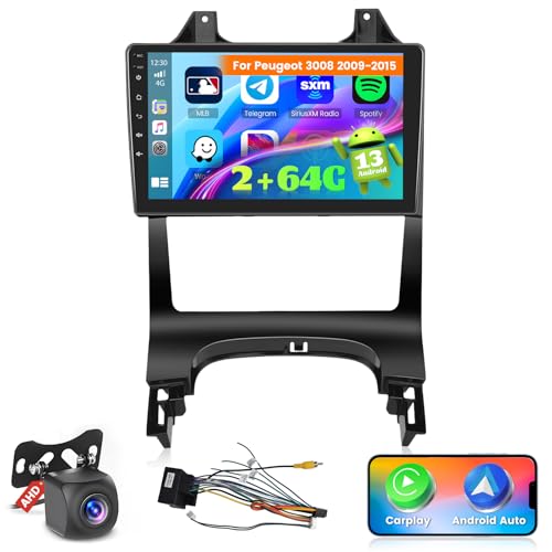 Ohradio 2G+64G Autoradio für Peugeot 3008 2009-2015 Radio Android GPS mit Wireless Carplay Android Auto Radio FM/RDS WiFi + Rückfahrkamera + MIC -Autoradio 2DIN 9 Zoll von Ohradio