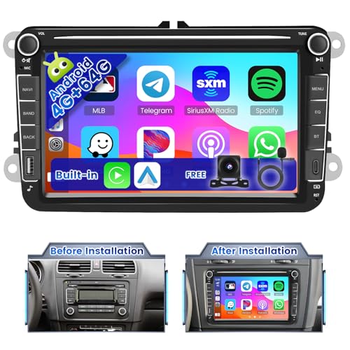 Ohradio 8Core/4G+64G Radio für VW Golf Tiguan Caddy Polo Touran Autoradio 2 Din Android 13 Wireless Carplay Android Auto 8 Zoll Touchscreen mit GPS WiFi AHD Rückfahrkamera MIC von Ohradio