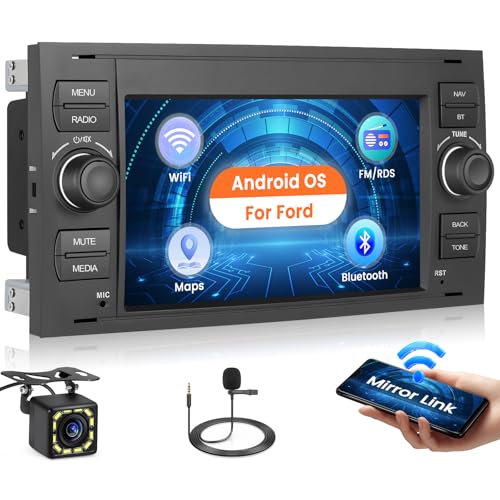 Ohradio Autoradio Android 13 für Ford Focus Transit Fiesta Galaxy Mondeo C-Max S-Max Connect, 7 Zoll Touchscreen 2 DIN Radio mit GPS Mirror Link Radio FM/RDS WiFi+Rückfahrkamera+MIC (Schwarz) von Ohradio