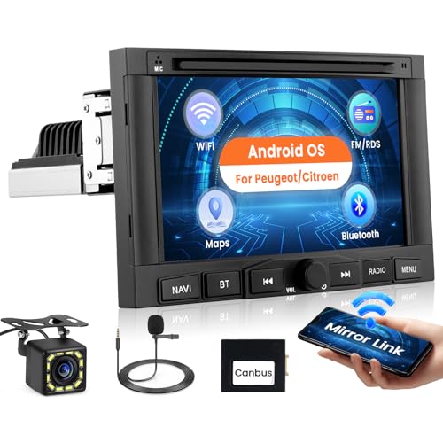 Ohradio Autoradio für Peugeot 3008 5008 Citroën Berlingo 2010-2016 Doppel DIN Radio Android 13 7 Zoll Touchscreen mit AHD Rückfahrkamera MIC GPS Bluetooth Mirror Link FM/RDS SWC von Ohradio