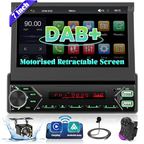 Ohradio DAB/DAB+ 1 DIN-Autoradio mit Elektrischem Pop-up-Bildschirm, 7-Zoll-Touchscreen-Autoradio mit Wireless Carplay & Android Auto, RDS & FM-Radio, SWC, 2USB und Typ-C, Rückfahrkamera + MIC Ohradio DAB/DAB+ 1 DIN-Autoradio mit Elektrischem Pop-up-Bildschirm, 7-Zoll-Touchscreen-Autoradio mit Wireless Carplay & Android Auto, RDS & FM-Radio, SWC, 2USB und Typ-C, Rückfahrkamera + MIC von Ohradio