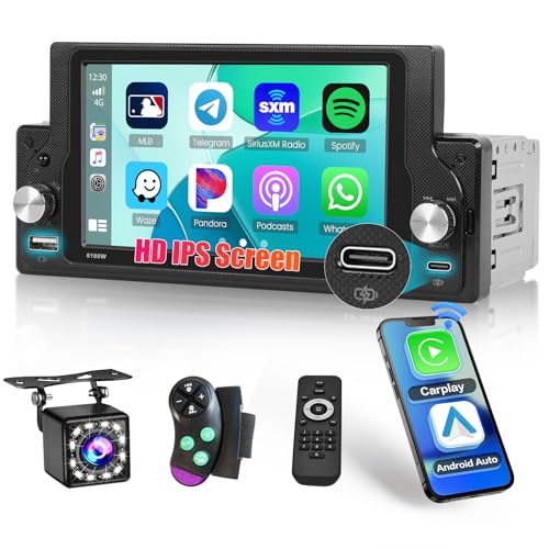 Ohraido 1 Din Autoradio mit Wireless CarPlay & Android, Bluetooth-Autoradio DIN 1 mit 5,9-Zoll-Touchscreen, 1Din Radio mit FM USB Typ-C SWC Mirror Link Rückfahrkamera Ohraido 1 Din Autoradio mit Wireless CarPlay & Android, Bluetooth-Autoradio DIN 1 mit 5,9-Zoll-Touchscreen, 1Din Radio mit FM USB Typ-C SWC Mirror Link Rückfahrkamera von Ohradio