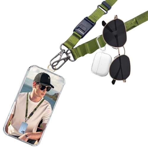 Ohromcoli Handykette Universal - Handy Kette Einstellbar, Handyband zum Umhängen Crossbody, Handy Band zum Umhängen mit Hanging Hole Design, Nylon Handyhülle mit Band für alle Smartphones (Grün) von Ohromcoli