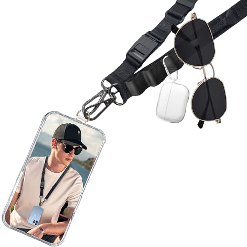 Ohromcoli Handykette Universal - Handy Kette Einstellbar, Handyband zum Umhängen Crossbody, Handy Band zum Umhängen mit Hanging Hole Design, Nylon Handyhülle mit Band für alle Smartphones (Schwarz) von Ohromcoli
