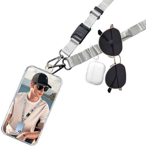 Ohromcoli Handykette Universal - Handy Kette Einstellbar, Handyband zum Umhängen Crossbody, Handy Band zum Umhängen mit Hanging Hole Design, Nylon Handyhülle mit Band für alle Smartphones (Silber) von Ohromcoli