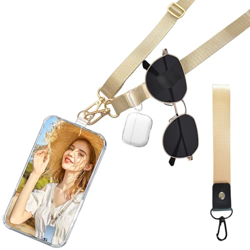 Ohromcoli Handykette Universal - Handy Kette Einstellbar, Nylon Handyband zum Umhängen Crossbody mit Hanging Hole Design,1 x Handy Umhängeband,1 x Handgelenkgurt,1 x Aufnäher (Braun + Beige) von Ohromcoli