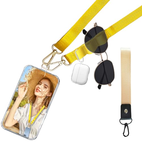 Ohromcoli Handykette Universal - Handy Kette Einstellbar, Nylon Handyband zum Umhängen Crossbody mit Hanging Hole Design,1 x Handy Umhängeband,1 x Handgelenkgurt,1 x Aufnäher (Gelb + Beige) von Ohromcoli