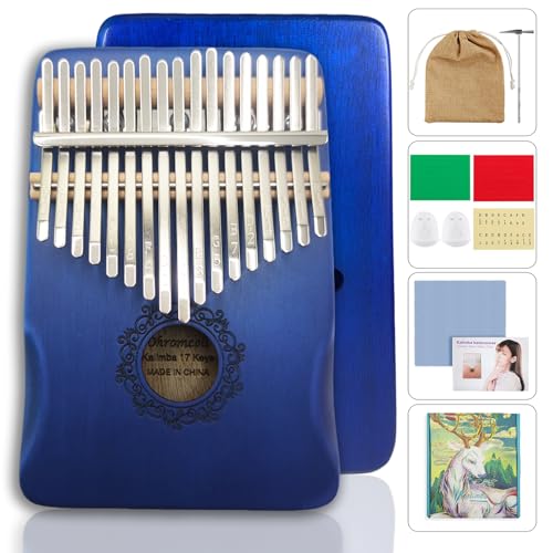 Ohromcoli Kalimba - 17 Keys Kalimba Instrument mit Lernwerkzeuge,Finger Percussion,Professionelle Daumenklavier für Kinder, Erwachsene,Erwachsene und Musikliebhaber(Saphirblau) von Ohromcoli