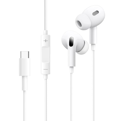 USB-C Kopfhörer für iPhone 16/15/Pro/Plus/Pro Max,Kabelgebundene In-Ear-Ohrhörer mit HiFi-Stereo-Sound,Mikrofon & Lautstärkeregler Kompatibel mit iPad Pro,Pixel 7/6,Galaxy A55/A54/A34/A53, S24/S23/FE von Ohuhu