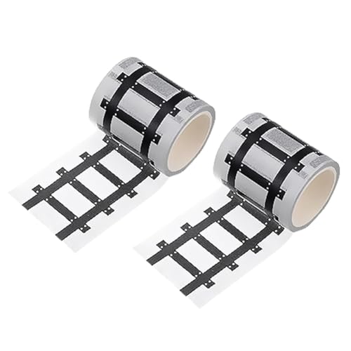 Ohulelks 2 Stück 33 Fuß Schwarzes Klebeband für Kunstjournale, Planer, Kinder, Cartoons, DIY, Straßenverkehr, Papierklebeband von Ohulelks