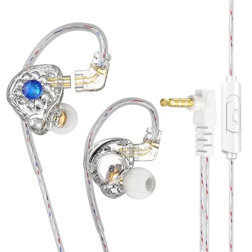 Ohulelks In-Ear-Monitor-Kopfhörer Ohrhörer 11 mm PET-Verbundmembran Dynamischer Ohrhörer 3,5 mm Transparent mit Mikrofon von Ohulelks
