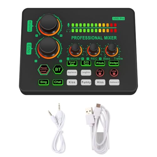 Ohulelks Neue V8S PRO Soundkarte mit Wechselfunktion, Live-Karten, Computer-PC-Mischpult, Professionelles Studio-Aufnahme-Kit, Podcast-Voice von Ohulelks