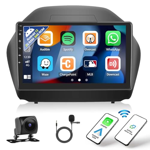 2+64G Neu Android 13 Autoradio für Hyundai Tucson IX35 2010-2015 mit Wireless Apple CarPlay Android Auto, 10,1 '' Touchscreen Bildschirm mit Bluetooth GPS FM RDS WiFi SWC EQ HiFi + Rückfahrkamera von OiLiehu