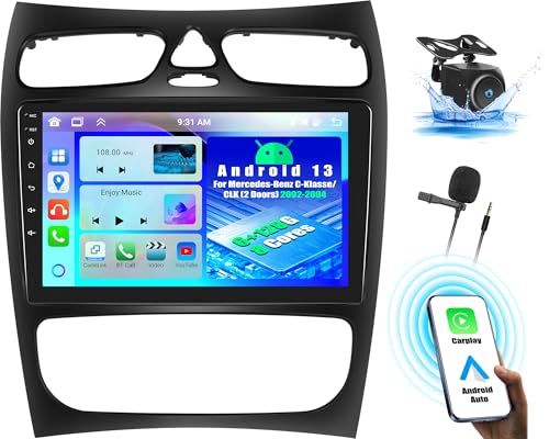 6+128G 8 Kern Android 13 Doppel Din Radio CarPlay Android Auto für Mercedes Benz C-Klasse W203 C200 C320 C350 CLK W209 S203 A209 Autoradio Mit Bildschirm 9 Zoll mit Bluetooth GPS FM RDS WiFi DSP/EQ von OiLiehu