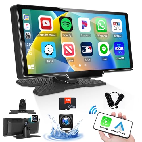 9,3 "HD Touchscreen Autoradio Stereo mit Wireless Carplay Android Auto, Bluetooth 4,0 Freisprecheinrichtung, Autoradio mit Navigation/1080P Frontkamera & Rückfahrkamera/Nachtsicht/FM-Sender/DVR von OiLiehu