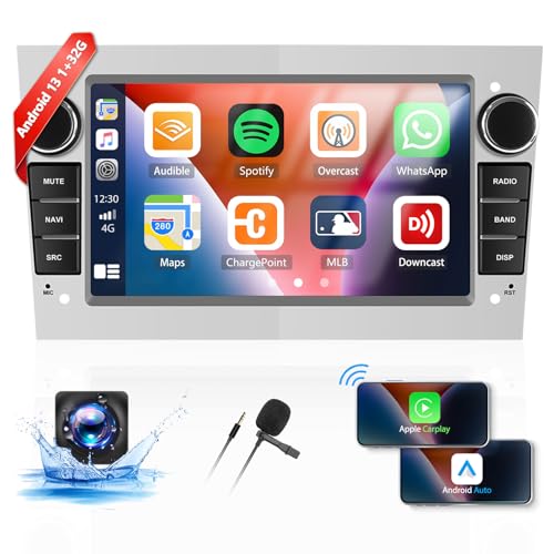 OiLiehu 1+32G Neu Android 13 Autoradio für Opel Astra Corsa Zafira Antara mit Wireless CarPlay Android Auto 7 '' Bildschirm mit Navi Bluetooth GPS FM RDS WiFi EQ HiFi SWC + Rückfahrkamera von OiLiehu