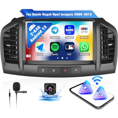 OiLiehu 2G+64G Android 13 Apple Carplay Android Auto 2din Autoradio für Buick Regal/Opel Insignia 2008-2013 Autoradio Mit Bildschirm 9 Zoll Unterstützung HiFi/Equalizer/Bluetooth/FM RDS/WiFi/GPS von OiLiehu