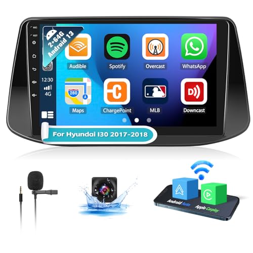 OiLiehu 2G+64G Android 13 Autoradio 2din Apple Carplay Android Auto für Hyundai i30 2017-2018 Autoradio Mit Bildschirm 9 Zoll Unterstützung HiFi/Equalizer/Bluetooth/FM RDS/WiFi/GPS/Rückfahrkamera von OiLiehu