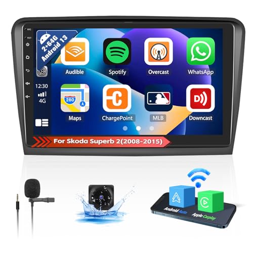 OiLiehu 2G+64G Android 13 Wireless Apple Carplay Android Auto 2din Autoradio für Skoda Superb 2(2008-2015) Autoradio Mit Bildschirm 10.1 Zoll Unterstützung HiFi/Equalizer/Bluetooth/FM RDS/WiFi/GPS von OiLiehu