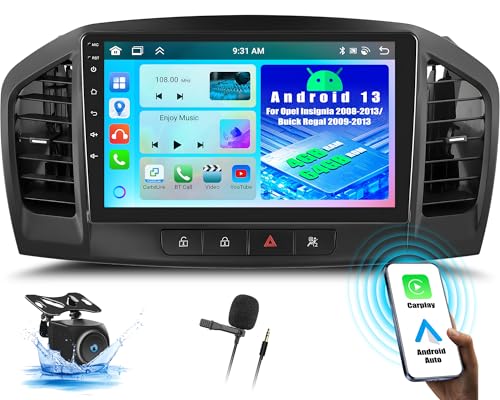 OiLiehu 4+64G Android 13 Doppel Din Radio CarPlay Android Auto für Opel Insignia 2008-2013/Buick Regal 2009-2013 Autoradio Mit Bildschirm 9 Zoll mit Mirror Link Bluetooth FM RDS GPS WiFi SWC DSP/EQ von OiLiehu