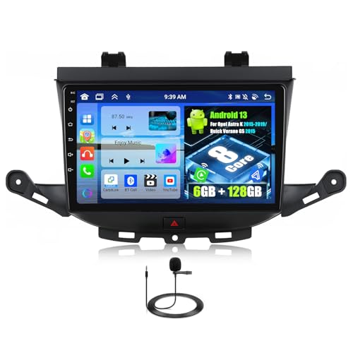 OiLiehu 6+128G 8 Kern Android 13 2Din Radio CarPlay Android Auto für Opel Astra K 2015-2019/BUICK Verano GS 2015 (Hatchback) Autoradio Mit Bildschirm 9 Zoll mit Bluetooth GPS FM RDS WiFi DSP/EQ von OiLiehu