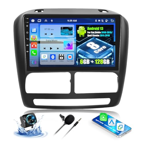 OiLiehu 6+128G 8 Kern Android 13 2Din Radio für FIAT Doblo 2010-2015/Opel Combo 2011-2018 CarPlay Android Auto Autoradio Mit Bildschirm 9 Zoll mit Bluetooth GPS FM RDS WiFi SWC DSP/EQ von OiLiehu