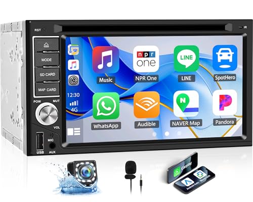OiLiehu Double Din Car Stereo with CD/DVD Player mit CarPlay Android Auto, 6,2'' Touchscreen Bildschirm mit Mirror Link/Bluetooth/EQ/Subwoofer/AUX-IN/SWC/FM & AM Radio/USB + Rückfahrkamera OiLiehu Double Din Car Stereo with CD/DVD Player mit CarPlay Android Auto, 6,2'' Touchscreen Bildschirm mit Mirror Link/Bluetooth/EQ/Subwoofer/AUX-IN/SWC/FM & AM Radio/USB + Rückfahrkamera von OiLiehu