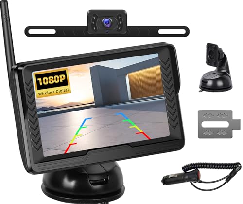 OiLiehu Kabellose Digitale Rückfahrkamera Set, AHD Rückfahrkamera IP68 Infrarot-Nachtsicht Kamera, 1080P Funk Rückfahrkamera mit 5" IPS Monitor, Drahtlose Rückfahrkamera für Auto DC 12V OiLiehu Kabellose Digitale Rückfahrkamera Set, AHD Rückfahrkamera IP68 Infrarot-Nachtsicht Kamera, 1080P Funk Rückfahrkamera mit 5" IPS Monitor, Drahtlose Rückfahrkamera für Auto DC 12V von OiLiehu