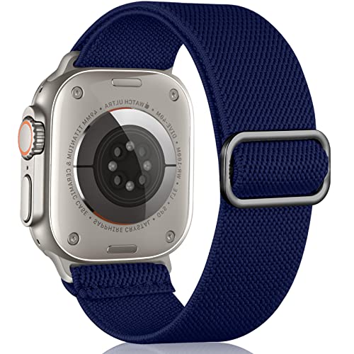 Oielai 28mm Breite Armband Kompatibel mit Apple Watch Armband Ultra 1 2, Verstellbares Dehnbare Nylon Sport Ersatz Armband für Apple Watch Armband Ultra 49mm, Blau von Oielai