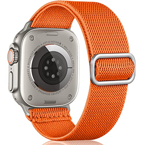 Oielai 28mm Breite Armband Kompatibel mit Apple Watch Armband Ultra 1 2, Verstellbares Dehnbare Nylon Sport Ersatz Armband für Apple Watch Armband Ultra 49mm, Orange von Oielai
