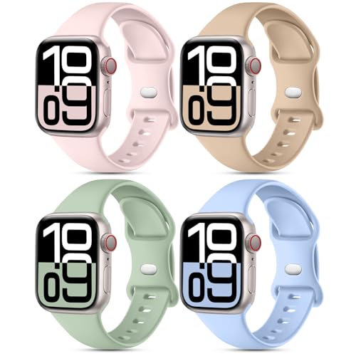 Oielai 4 Stück Silikon Armbänder Kompatibel mit Apple Watch Armband 46mm 44mm 45mm 42mm 49mm Damen Herren, Weiches Sport Silikonarmband für iWatch Armband Series Ultra SE 10 9 8 7 6 5 4 3 2 1 Oielai 4 Stück Silikon Armbänder Kompatibel mit Apple Watch Armband 46mm 44mm 45mm 42mm 49mm Damen Herren, Weiches Sport Silikonarmband für iWatch Armband Series Ultra SE 10 9 8 7 6 5 4 3 2 1 von Oielai