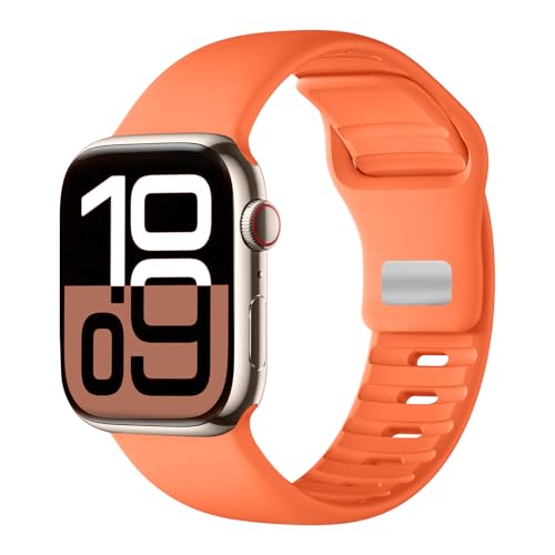 Oielai Sportarmband Kompatibel mit Apple Watch Armband 42mm 38mm 40mm 41mm für Damen Herren, Weiche Silikon Ersatzarmband für iWatch Series 10 9 8 7 6 5 4 3 2 1 SE, Orange Oielai Sportarmband Kompatibel mit Apple Watch Armband 42mm 38mm 40mm 41mm für Damen Herren, Weiche Silikon Ersatzarmband für iWatch Series 10 9 8 7 6 5 4 3 2 1 SE, Orange von Oielai