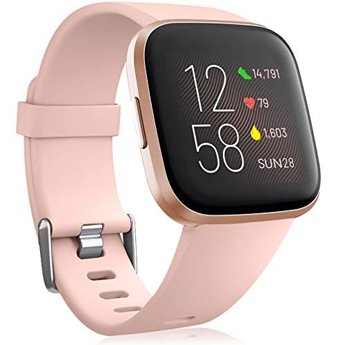 Oielai für Fitbit Versa 2 Armband/Fitbit Versa Armband, Silikon Sport Klassisch Ersatzarmband Armbänder Kompatibel mit Fitbit Versa 2 /Fitbit Versa Lite/Fitbit Versa für Frauen Männer, Klein BabyPink von Oielai