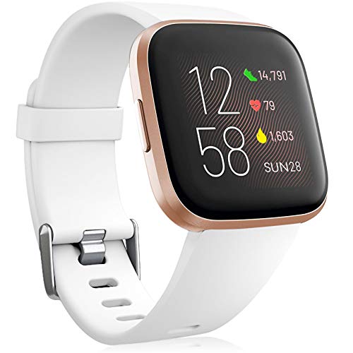 Oielai für Fitbit Versa 2 Armband/Fitbit Versa Armband, Silikon Sport Klassisch Ersatzarmband Armbänder Kompatibel mit Fitbit Versa Lite/Fitbit Versa 2/Fitbit Versa für Frauen Männer, Groß Weiß von Oielai